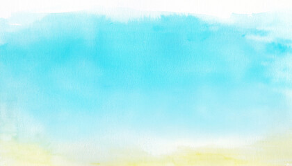 コピースペースのある夏の空をイメージした水色と黄色の水彩背景　背景イラスト