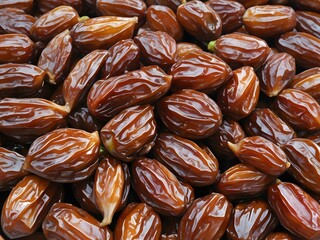 dates close up. date palm background. Date palm on a traditional craftsman market.Horizontal image.