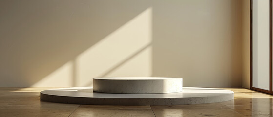 Elegant item on a minimalist podium in a high image