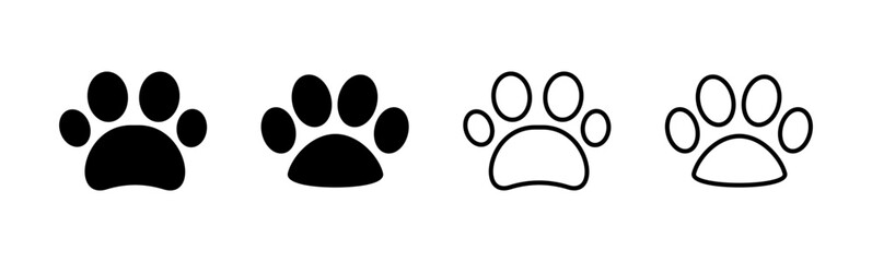 Paw icon set. paw print icon vector. dog or cat paw