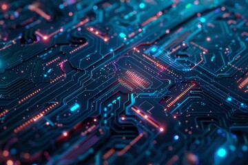 Obraz premium A computer chip with many small squares of different colors