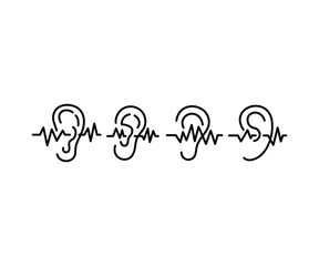hearing test icons symbol vector design simple line black white flat illustration collections set isolated