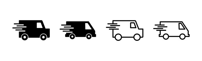 Fast shipping delivery truck icon set. Delivery truck icon. fast delivery icon