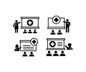health medical education learning school people group icons vector design simple flat illustration collections set 