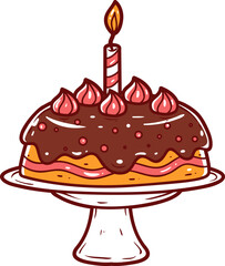 Birthday cake, hand-drawn icon.