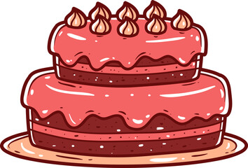 Birthday cake, hand-drawn icon.