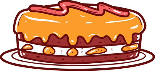 Birthday cake, hand-drawn icon.