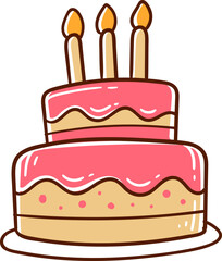 Birthday cake, hand-drawn icon.