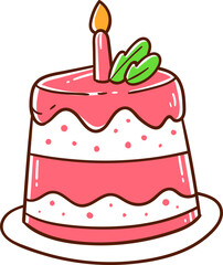 Birthday cake, hand-drawn icon.