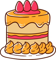 Birthday cake, hand-drawn icon.