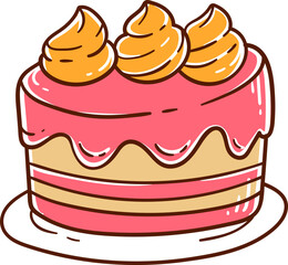 Birthday cake, hand-drawn icon.
