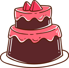 Birthday cake, hand-drawn icon.