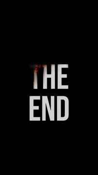 The End burning text effect in vertical video orientation