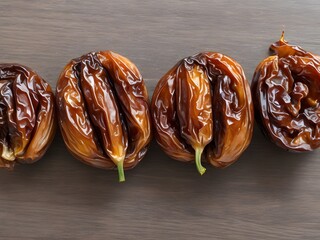 dates close up. date palm background. Date palm on a traditional craftsman market.Horizontal image.