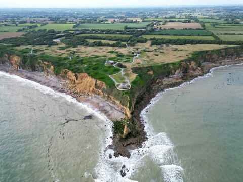 Bunkers and bomb craters at pointe du Hoc, France