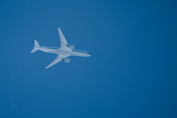 airplane in the blue sky in the afternoon