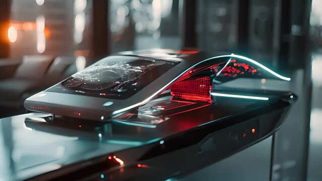 Futuristic Holographic Interface in Modern Office with Ai generated.
