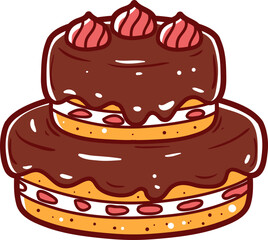 Birthday cake, hand-drawn icon.