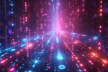 Obraz premium Digital Binary Technology Background created with Generative AI