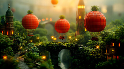 Obraz premium christmas tree with lanterns