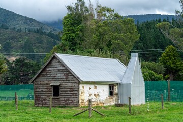 Historic abandoned cottage in Blenheim, Marlborough, New Zealand.