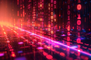 Obraz premium Digital Binary Technology Background created with Generative AI