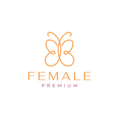 butterfly line feminine minimalist logo design vector