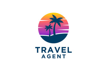 Travel tropic holiday logo template