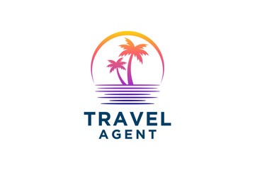 Travel tropic holiday logo template
