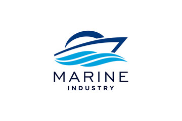 Boat ship sea sailing vector logo template