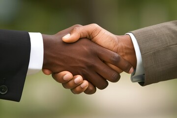 Close-up of hands shaking between two businessmen, highlighting the successful conclusion of a business deal