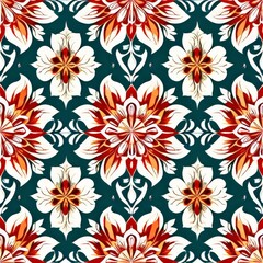 A digital colorful floral seamless pattern design