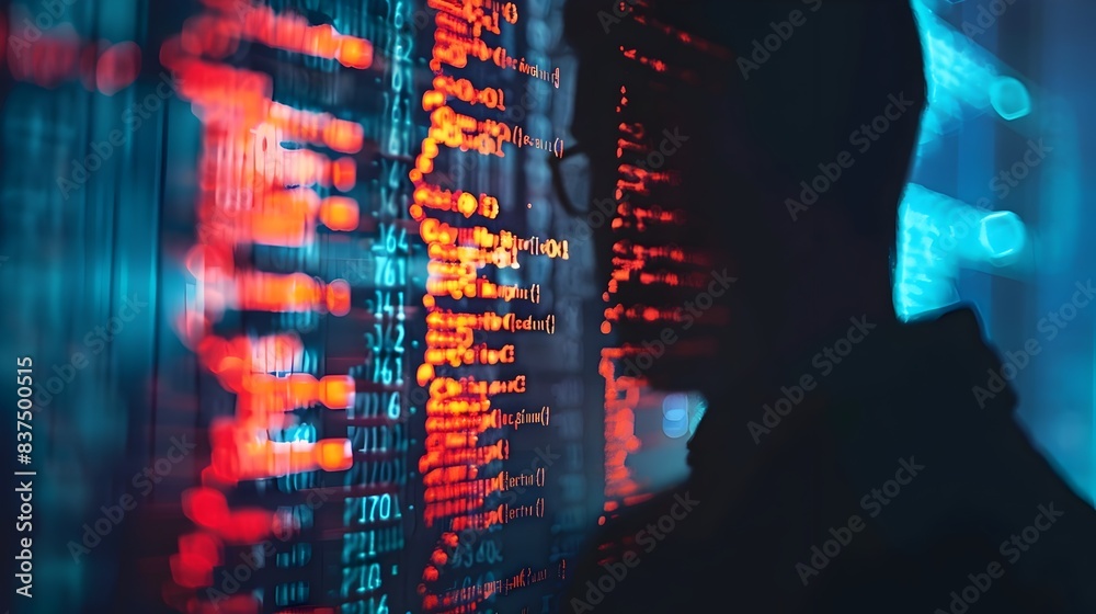 Poster captivating digital network visualization with vibrant color patterns
