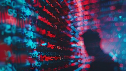 Digital Matrix Flow in Neon Atmosphere with Futuristic Background