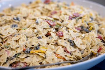 Macaroni salad pasta salad ready to be served.