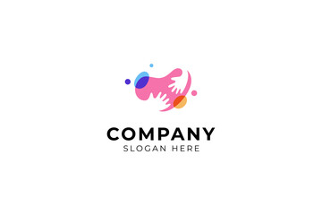 heart logo with hand care in caring love symbol colorful logo design