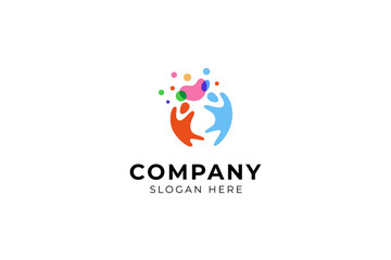 Love People Care logo. Communication, family, Social Care, Children, Sports, colorful vector symbolic signs.