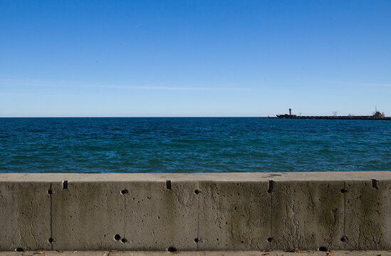 Lake Ontario and general panoramic view of shore park in Port Credit, Ontario, Canada
