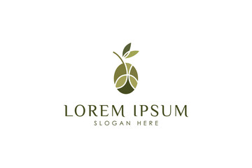 Olive seed logo. Extra virgin olive oil icon. Flat vector Illustration design