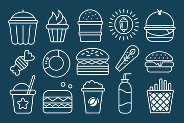  10 outline icons relate to fast food icon set vector illustration 