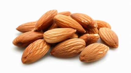 Fototapeta premium handful of raw almonds isolated on white background