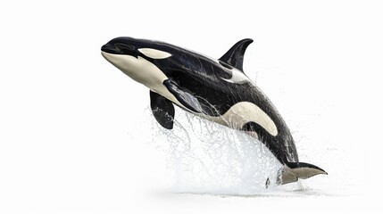majestic orca also known as a killer isolated on white background. animal wild life for designer ads