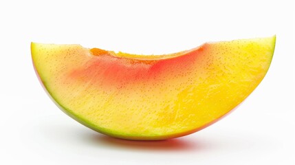 ripe mango slice without seed isolated on white background. sweet fruity food concept