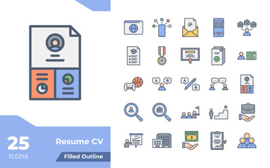 Resume CV Filled Color Icons