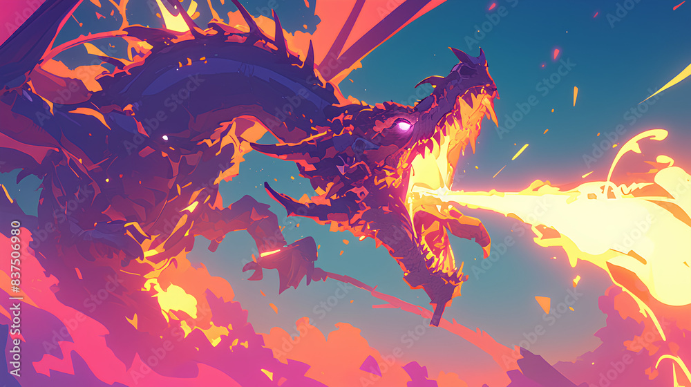 Canvas Prints a dragon spitting fire