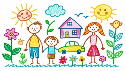 A day at the park full of laughter! A child's joyful artwork showcases their family, a beloved pet, and colorful flowers, capturing the essence of a perfect outing.