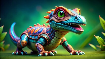 Fototapeta premium Cute And Colorful Chameleon Walking In The Jungle - 3D Illustration