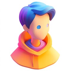 3D rendered minimalist isometric avatar icon on pure white background