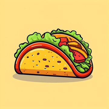 recommend clip art: Delightful Taco in Flat Design with Complementary Color Scheme