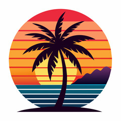 palm tree silhouette and gradient background.